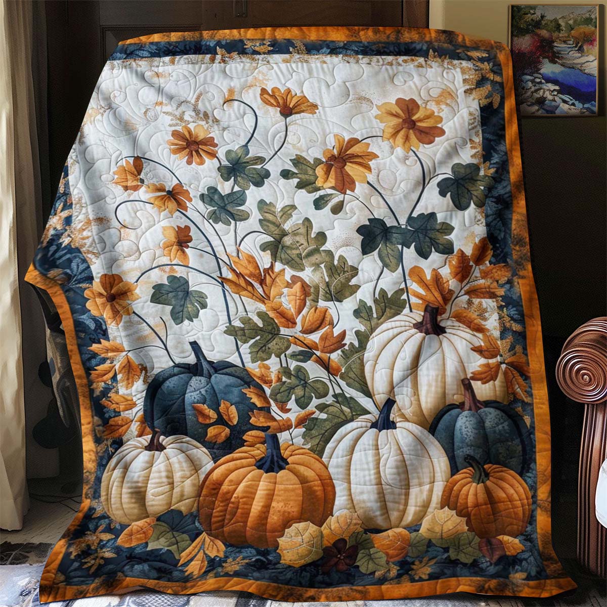 Garden Pumpkin Blanket - J067 - Premium Blanket