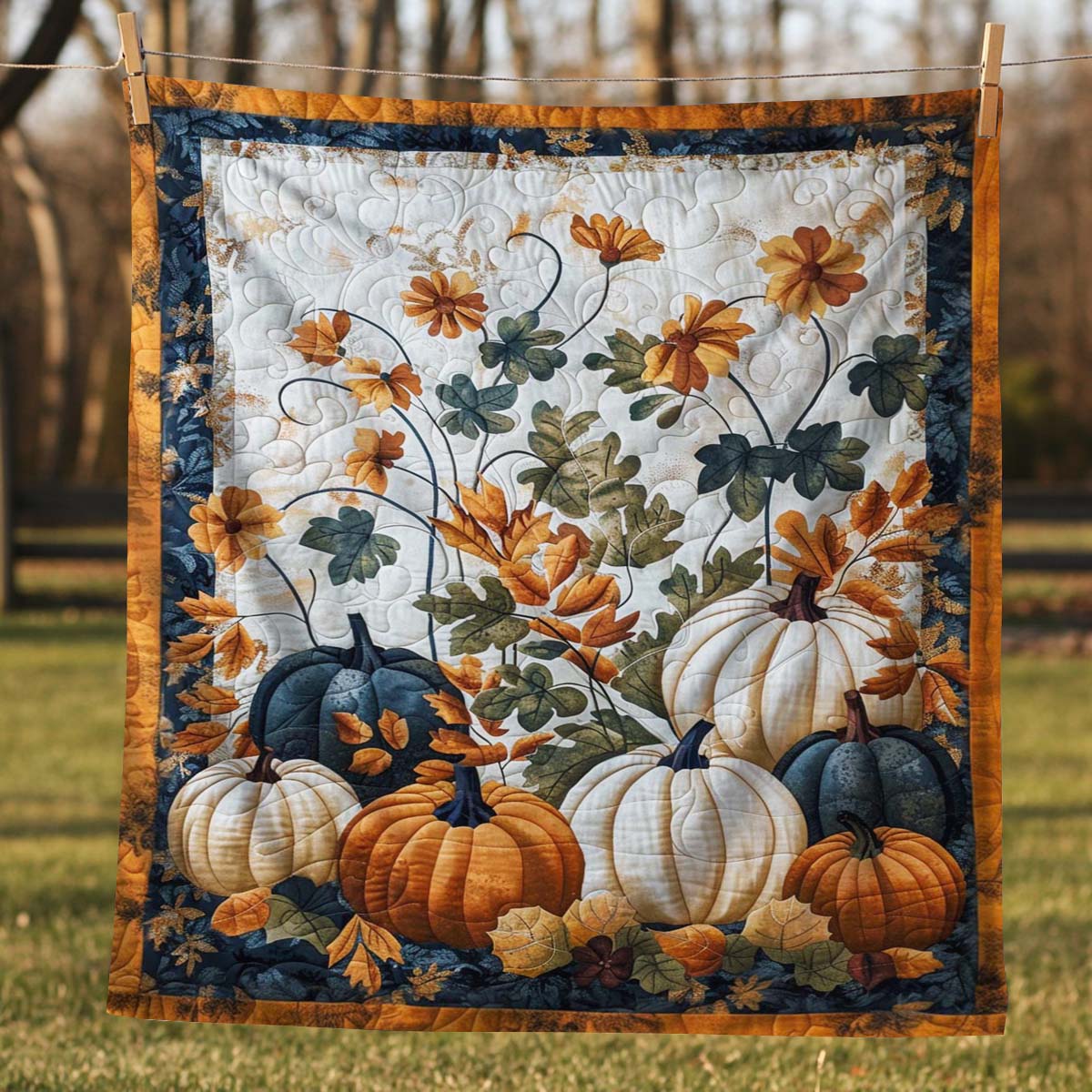 Garden Pumpkin Blanket - J067 - Premium Blanket