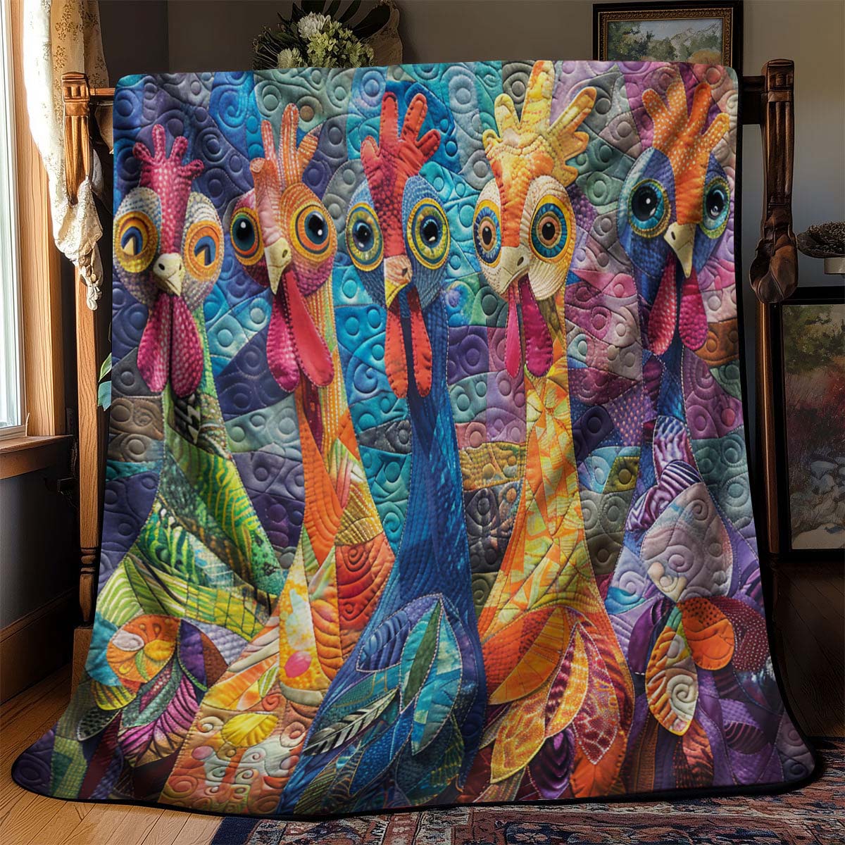 Whimsical Chickens Blanket - J069 - Premium Blanket