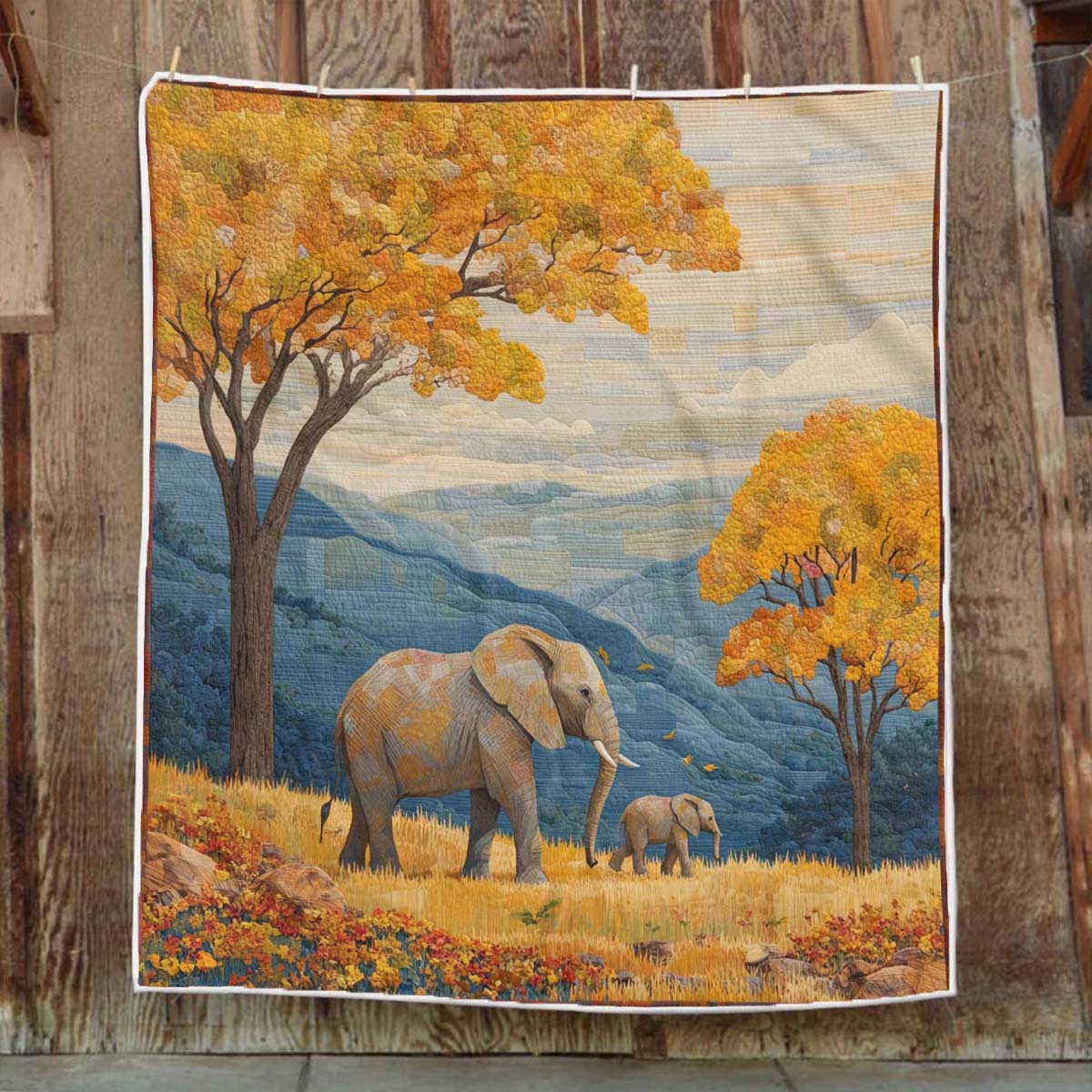 Savanna Elephant Blanket - J074 - Premium Blanket