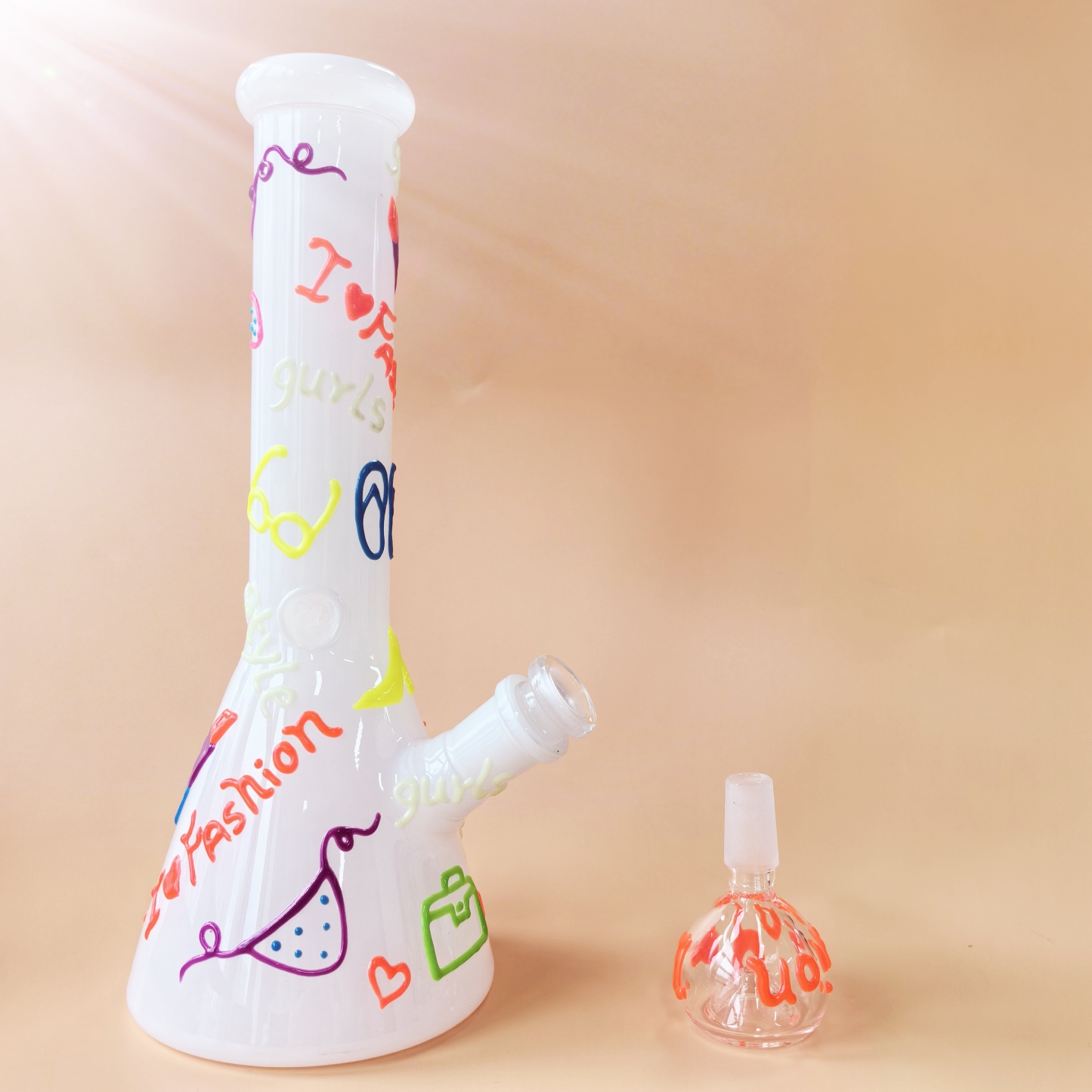 10" I Love Fashion Beaker Bong (glow in the dark)