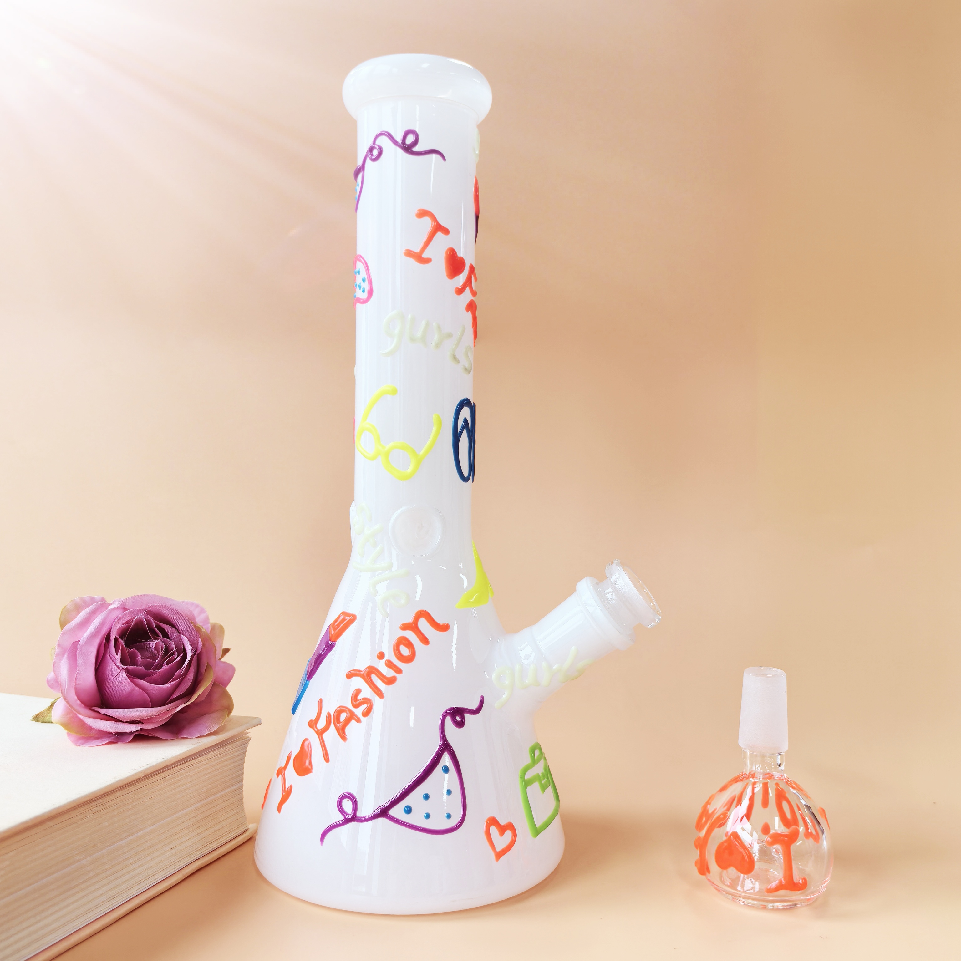 10" I Love Fashion Beaker Bong (glow in the dark)