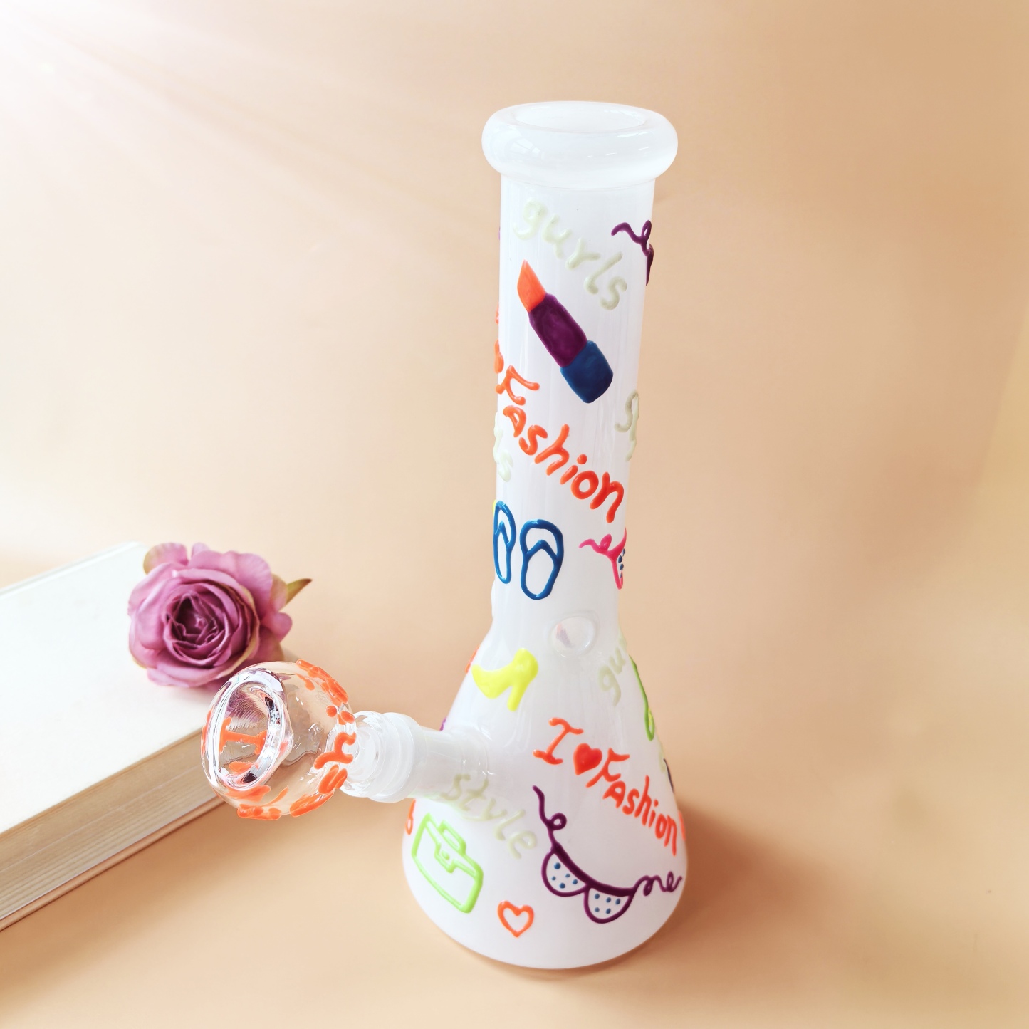 10" I Love Fashion Beaker Bong (glow in the dark)