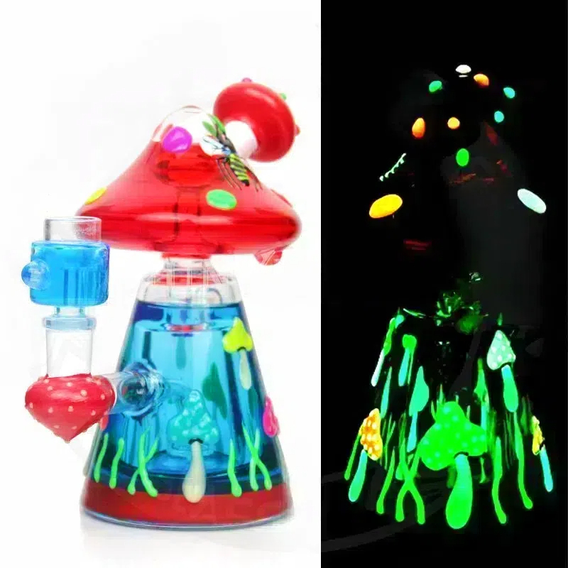 8" Glycerin Mushroom Bong (glow in the dark)-TheLosPollos