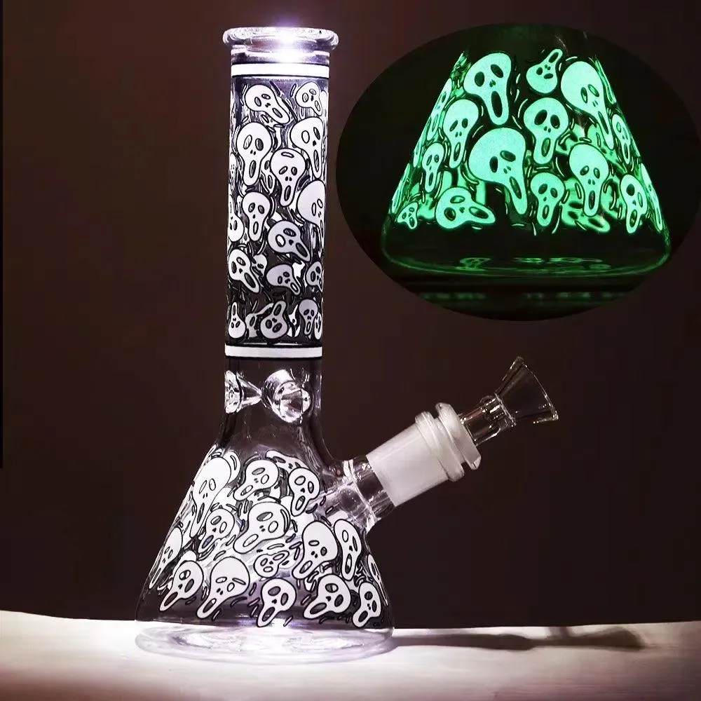 8" Ghost Beaker Bong (glow in the dark)