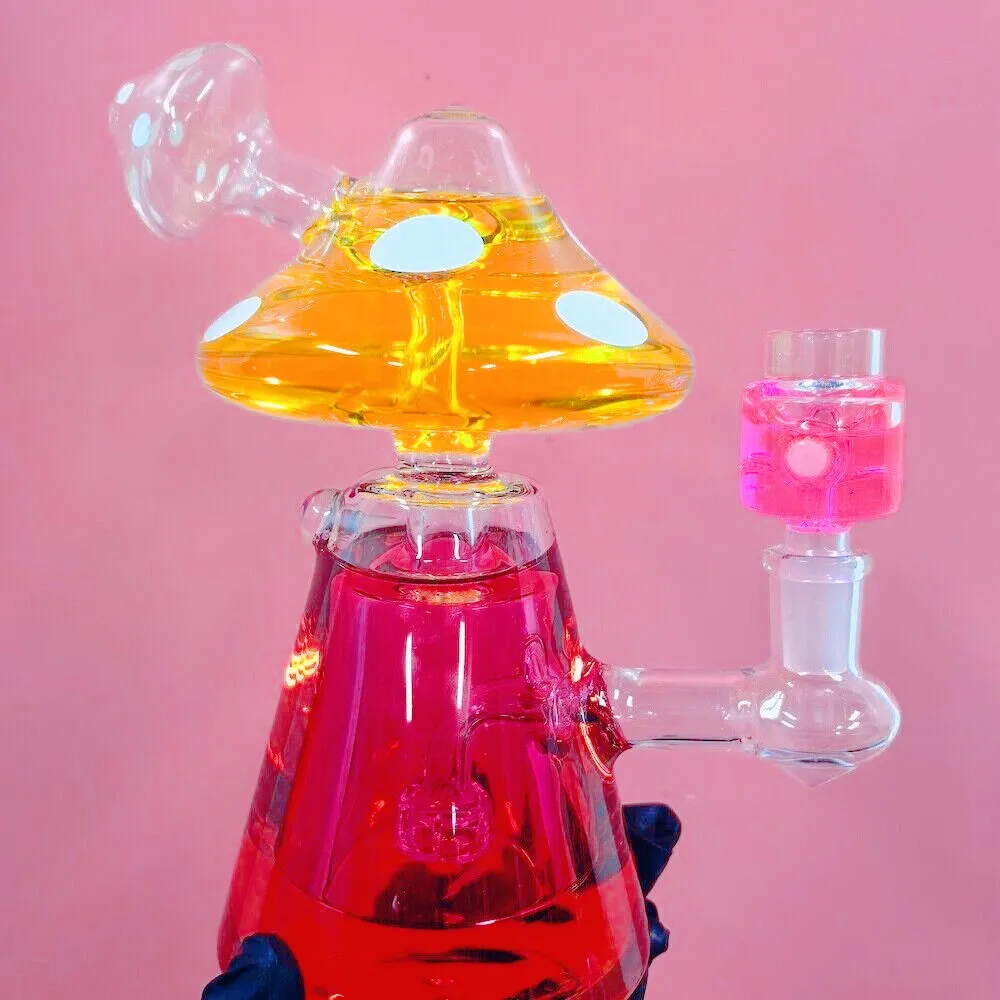 8" Glycerin Mushroom Bong (glow in the dark)