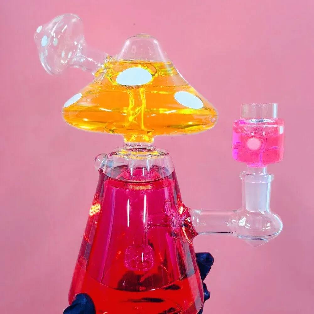 8" Glycerin Mushroom Bong (glow in the dark)