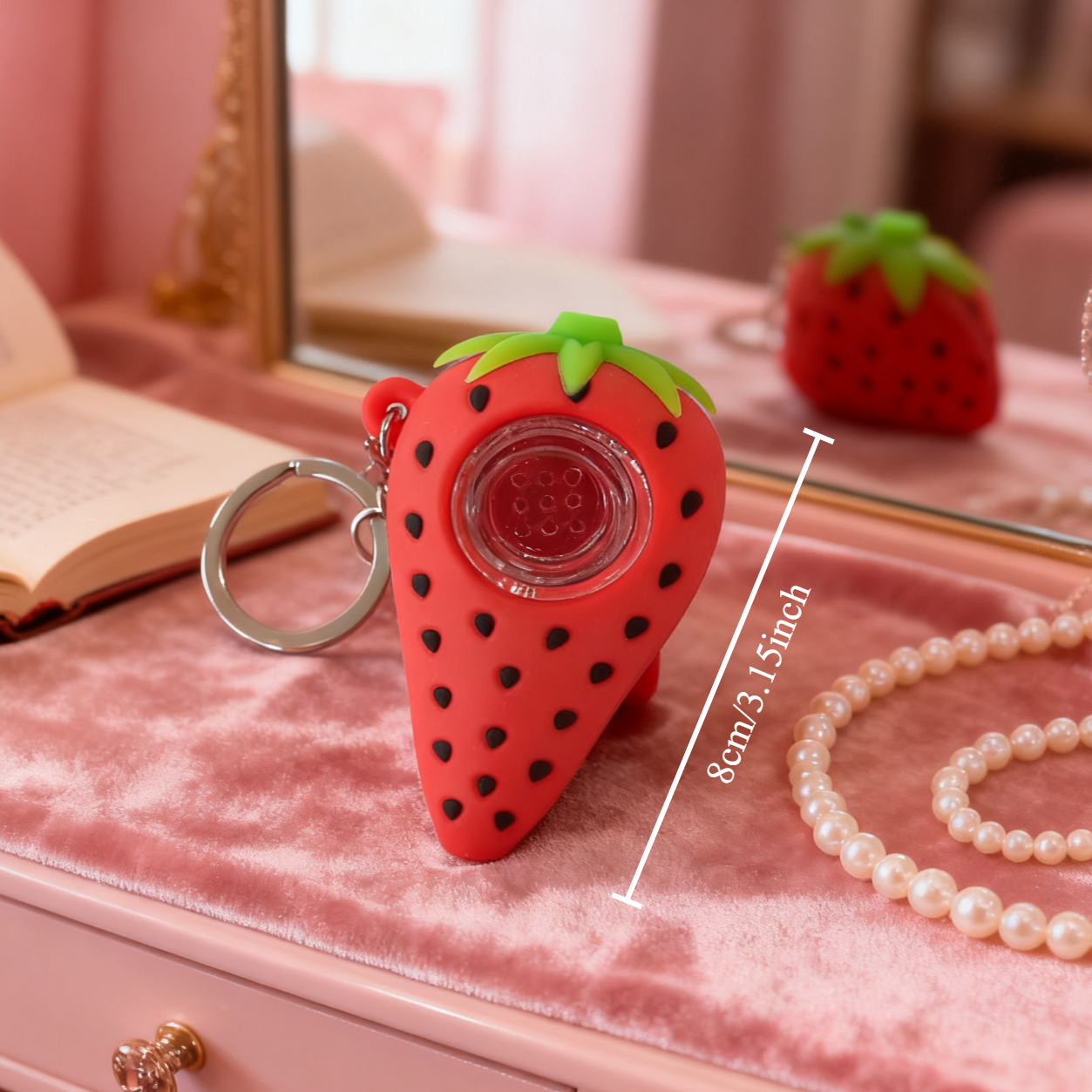 3" Strawberry Keychain Silicone Pipe