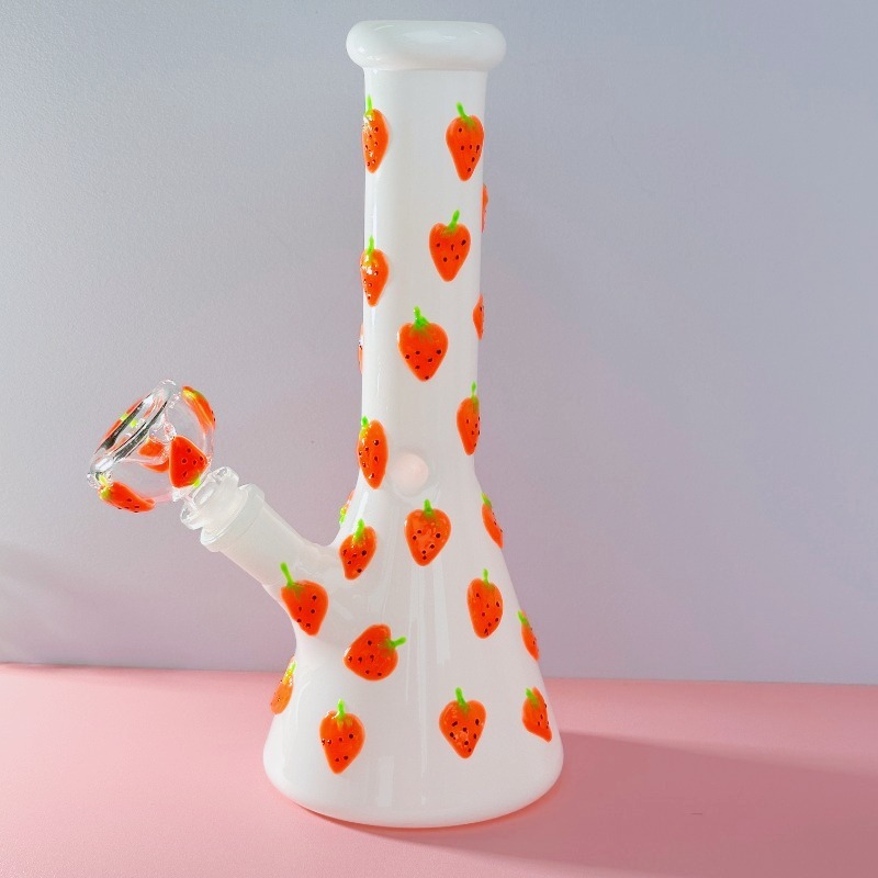 9" Strawberry Beaker Bong (glow in the dark)