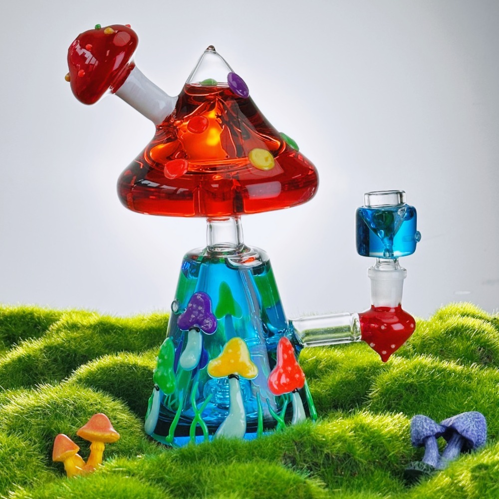 8" Glycerin Mushroom Bong (glow in the dark)
