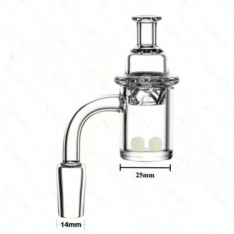 14mm 90 Degree Quartz Banger Set with Spinning Carb Cap and Terp Pearls