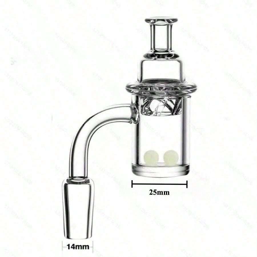 14mm 90 Degree Quartz Banger Set with Spinning Carb Cap and Terp Pearls