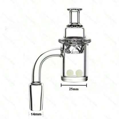 14mm 90 Degree Quartz Banger Set with Spinning Carb Cap and Terp Pearls