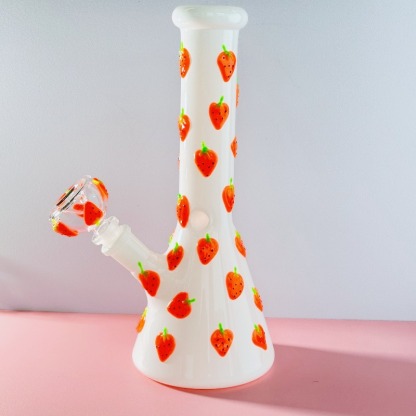 9" Strawberry Beaker Bong (glow in the dark)