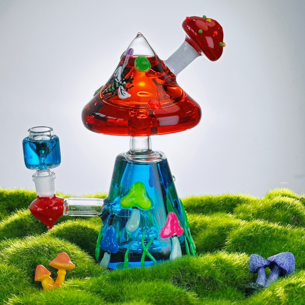 8" Glycerin Mushroom Bong (glow in the dark)