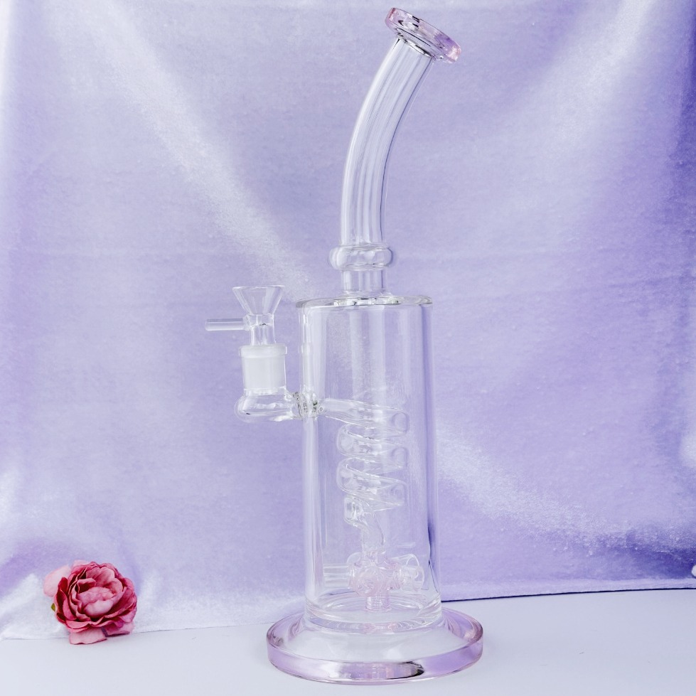12" Pink Twisted Coil Bong