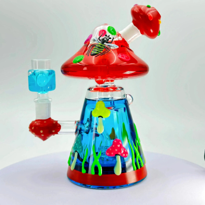 8" Glycerin Mushroom Bong (glow in the dark)