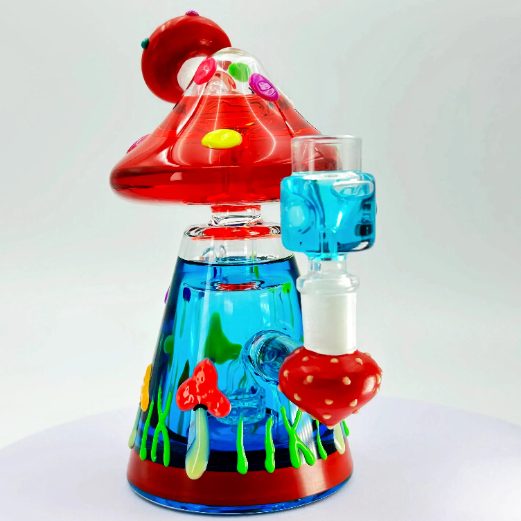 8" Glycerin Mushroom Bong (glow in the dark)