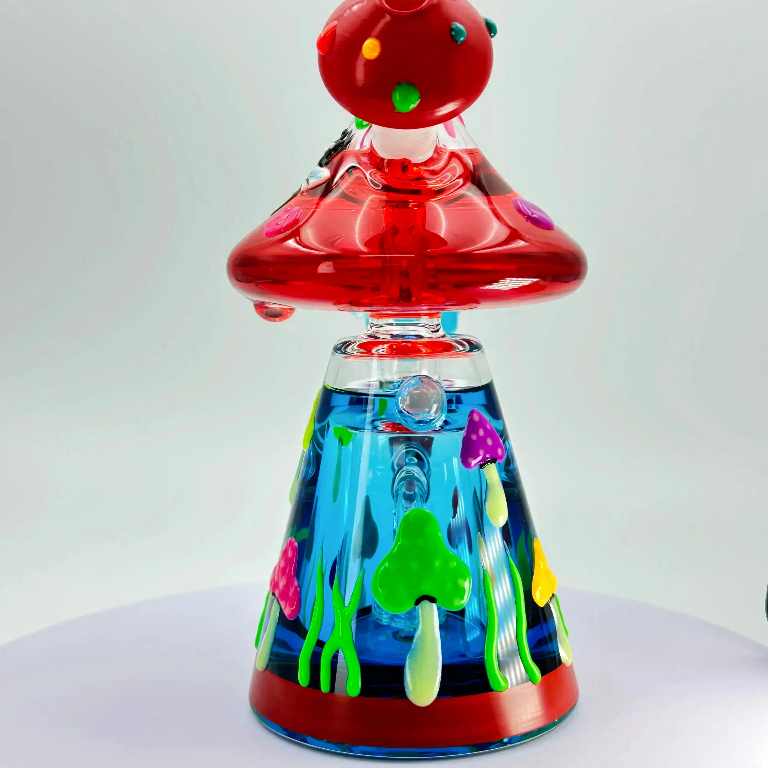 8" Glycerin Mushroom Bong (glow in the dark)