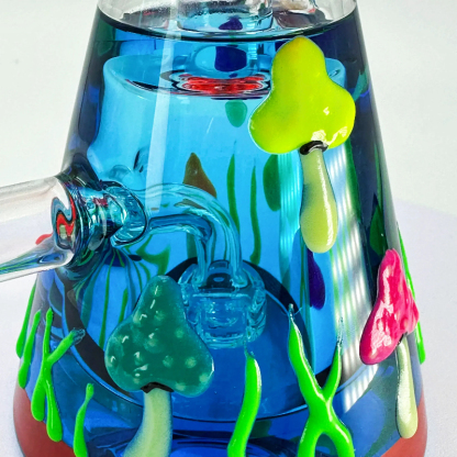 8" Glycerin Mushroom Bong (glow in the dark)