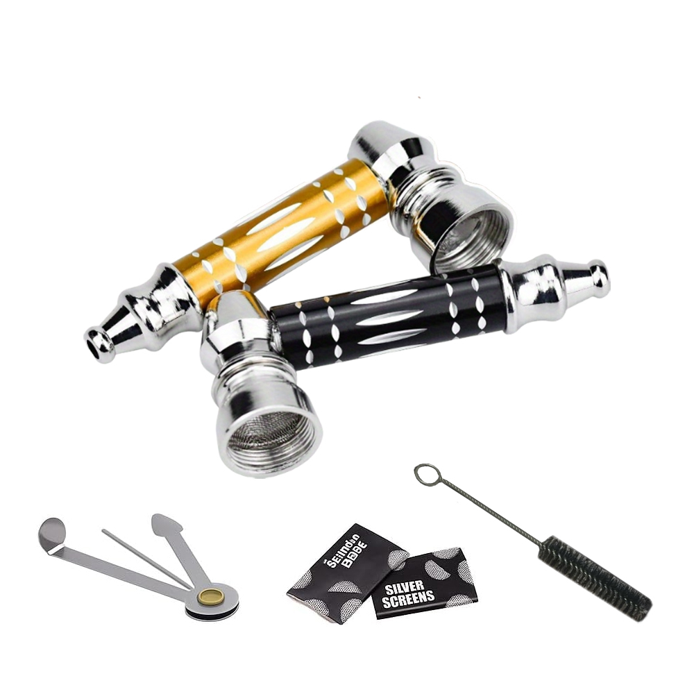 2-Pack Stainless Sherlock Metal Pipes with Accessories