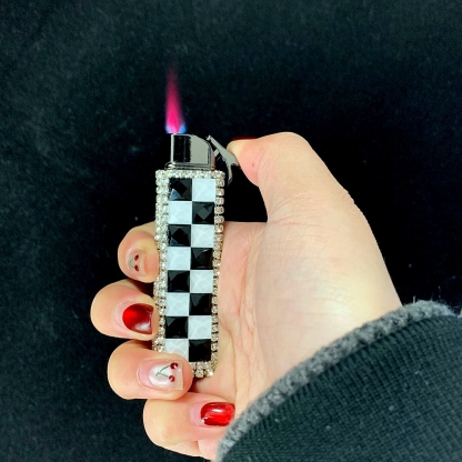 Diamond-inset Windproof Butane Lighter (Butane Gas Not Included)