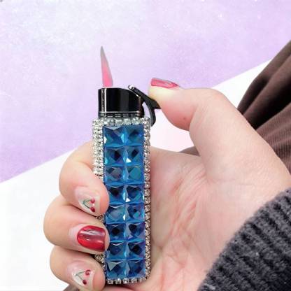 Diamond-inset Windproof Butane Lighter (Butane Gas Not Included)