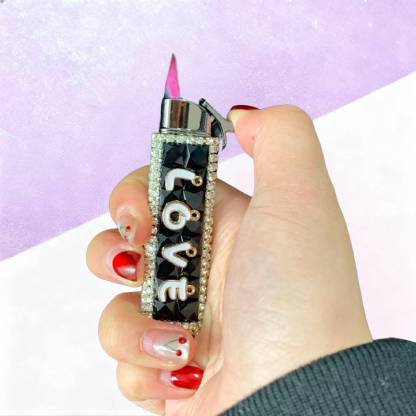 Diamond-inset Windproof Butane Lighter (Butane Gas Not Included)