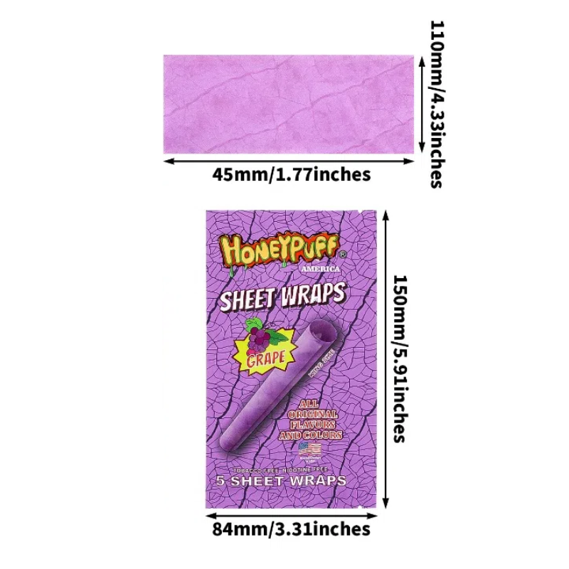 5-Pack Smoking Fragrance King Size Sheet Wraps - Each Pack Includes 5 Units Smoking Papers - Tobacco Free and Nicotine Free Smoking Accessories