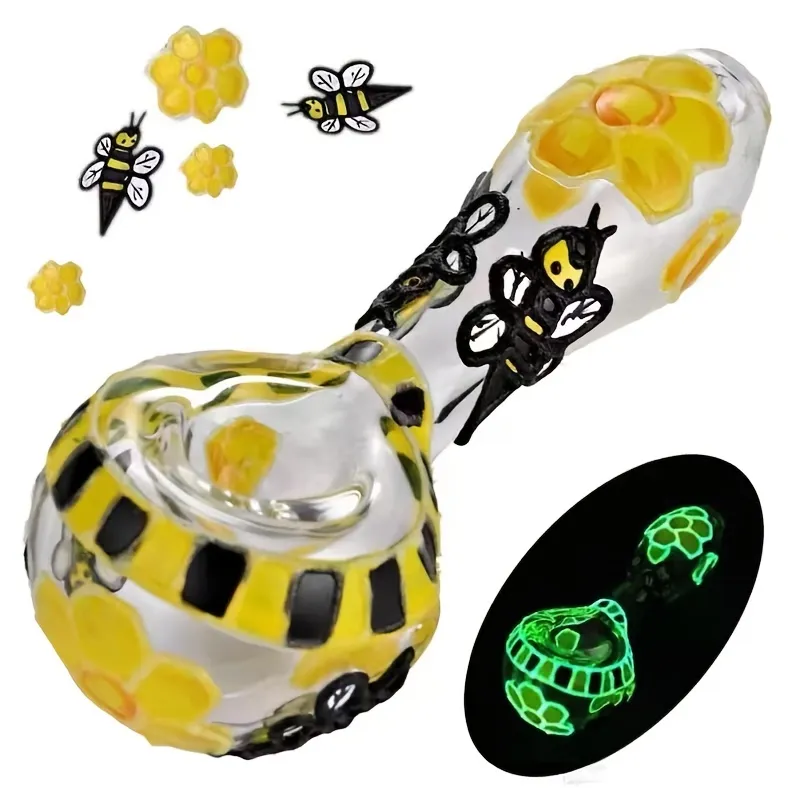 4" Bee Hand Pipe (glow in the dark)