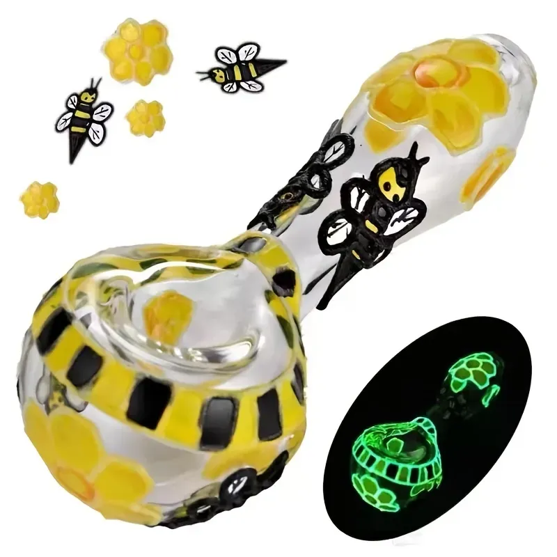 4" Bee Hand Pipe (glow in the dark)