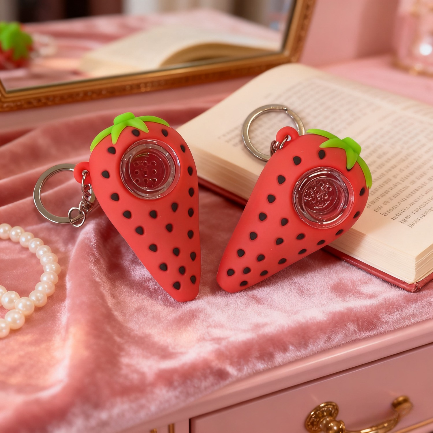 3" Strawberry Keychain Silicone Pipe