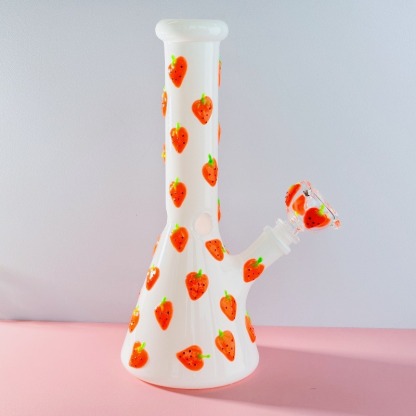 9" Strawberry Beaker Bong (glow in the dark)