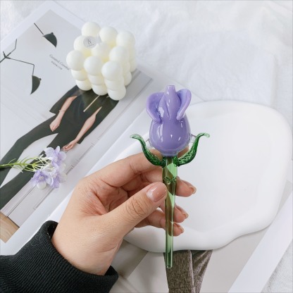 Flower Pyrex Glass Oil Burner - Purple