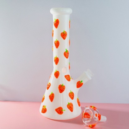 9" Strawberry Beaker Bong (glow in the dark)