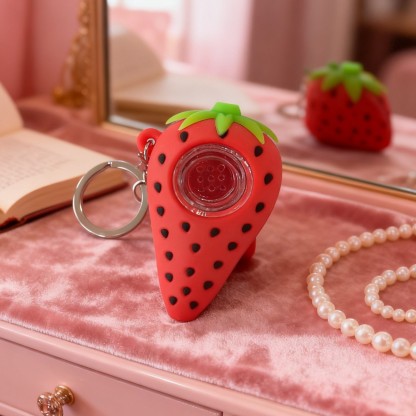 3" Strawberry Keychain Silicone Pipe