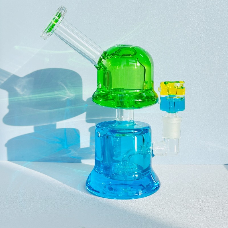 6.5" DuoTone Twilight Glow Glycerin Bong, Green/Blue