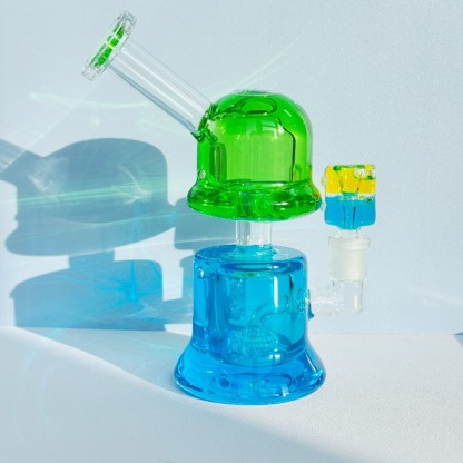 6.5" DuoTone Twilight Glow Glycerin Bong, Green/Blue