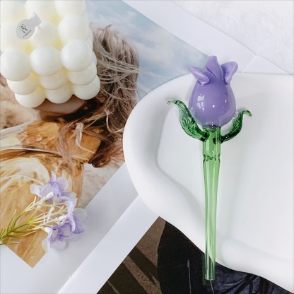 Flower Pyrex Glass Oil Burner - Purple