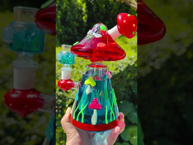 8" Glycerin Mushroom Bong (glow in the dark)