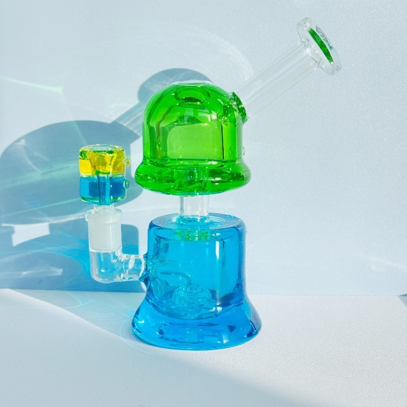 6.5" DuoTone Twilight Glow Glycerin Bong, Green/Blue