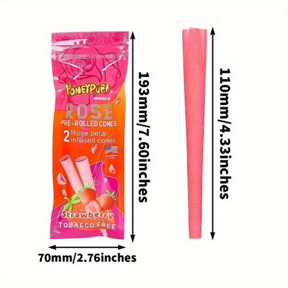 2-Pack Rose Pre-rolled Cones - Each Pack Includes 2 Smoking Rose Petal Infused Cones with Tips - Tobacco Free Smoking Accessories