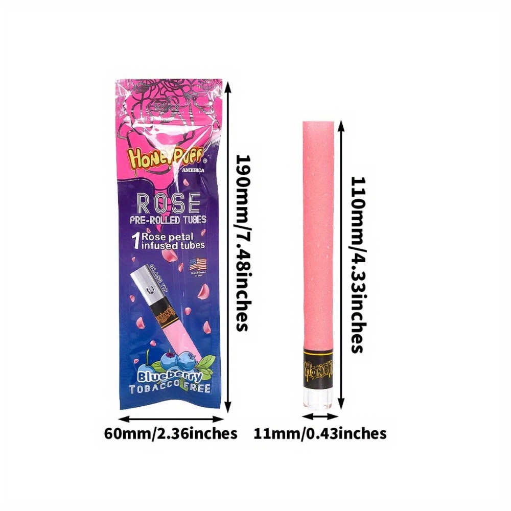 2-Pack Pink Rose Pre-rolled Tubes - Each Pack Includes 1 Petal Infused Tube - Tobacco Free Smoking Accessories