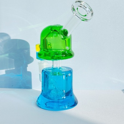 6.5" DuoTone Twilight Glow Glycerin Bong, Green/Blue