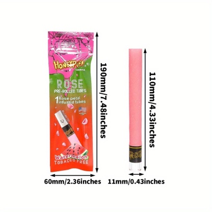 2-Pack Pink Rose Pre-rolled Tubes - Each Pack Includes 1 Petal Infused Tube - Tobacco Free Smoking Accessories