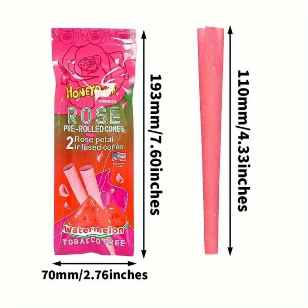 2-Pack Rose Pre-rolled Cones - Each Pack Includes 2 Smoking Rose Petal Infused Cones with Tips - Tobacco Free Smoking Accessories