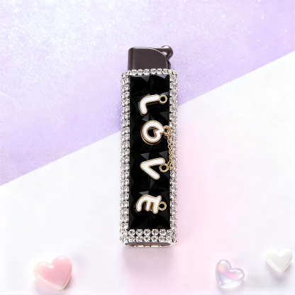 Diamond-inset Windproof Refillable Butane Lighter (Butane Gas Not Included)