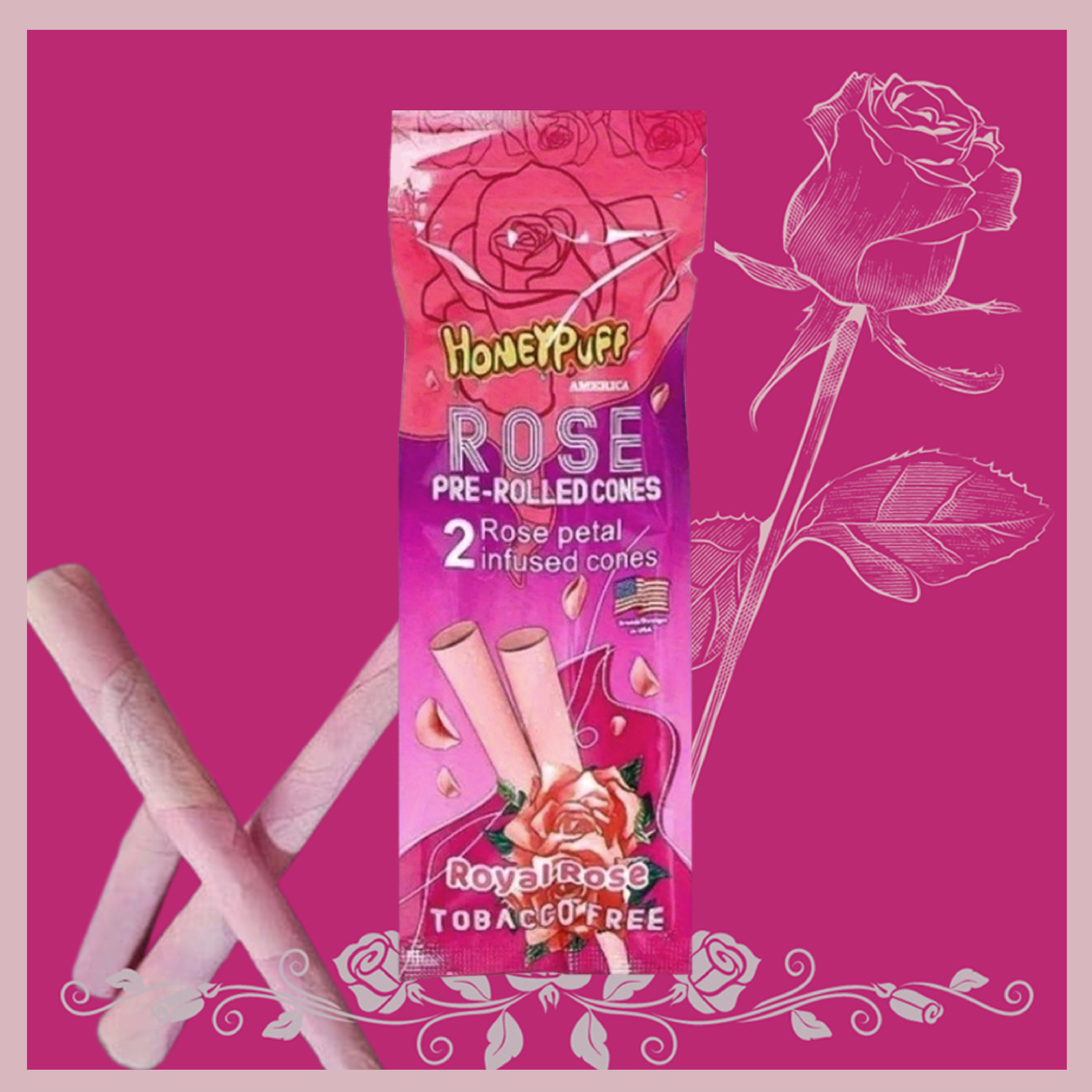 2-Pack Rose Wrap Pre-rolled Cones (4 Cones)