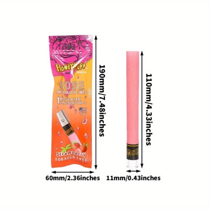 2-Pack Pink Rose Pre-rolled Tubes - Each Pack Includes 1 Petal Infused Tube - Tobacco Free Smoking Accessories