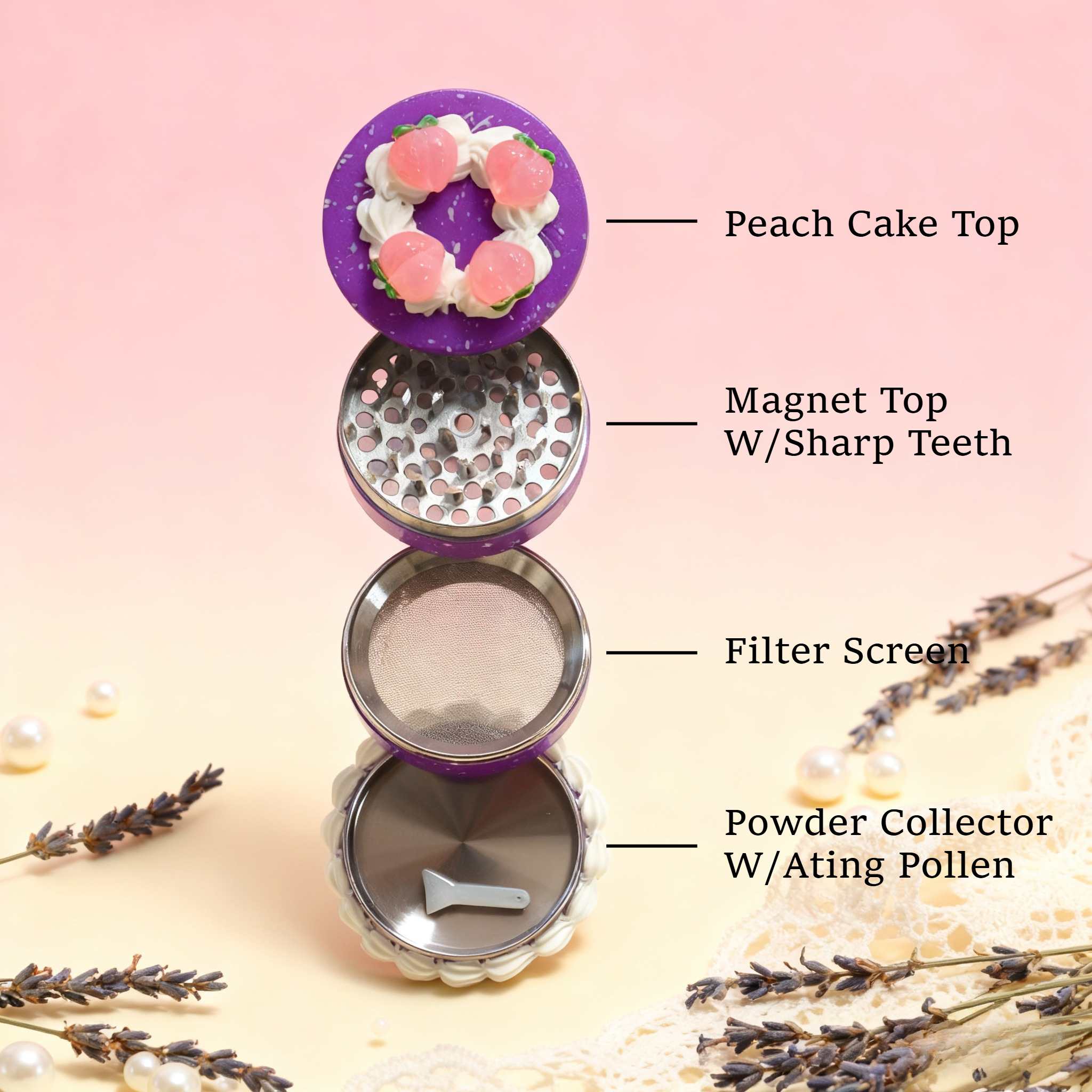 60mm 4-Layers Georgia Peach Grinder